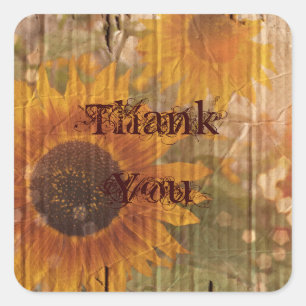 Sticker Carré cartons rustiques pays mariage de tournesol