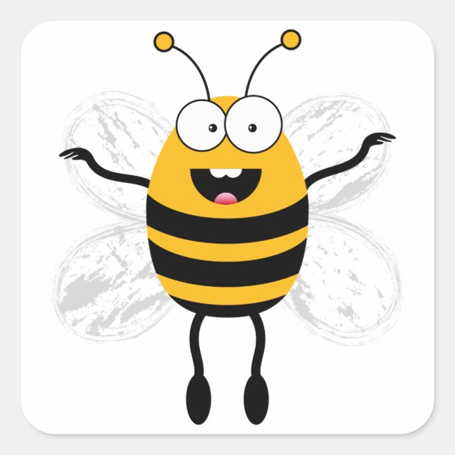 Sticker Carré Cartoon Bee (Devant)