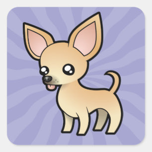 Sticker Carré Cartoon Chihuahua (manteau lisse)