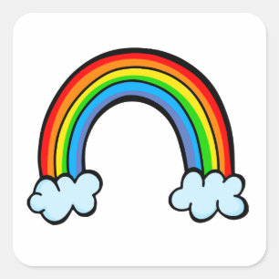 Sticker Carré Cartoon Ciel Nuageux Promise Doodle Ciel Rainbow