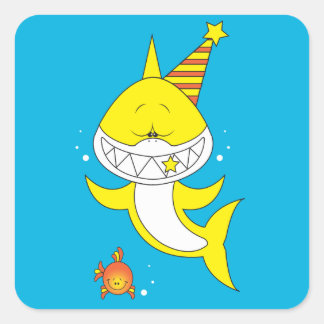 Sticker Carré Cartoon de requin mignon