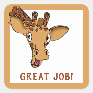 Sticker Carré Cartoon Giraffe Encouragement