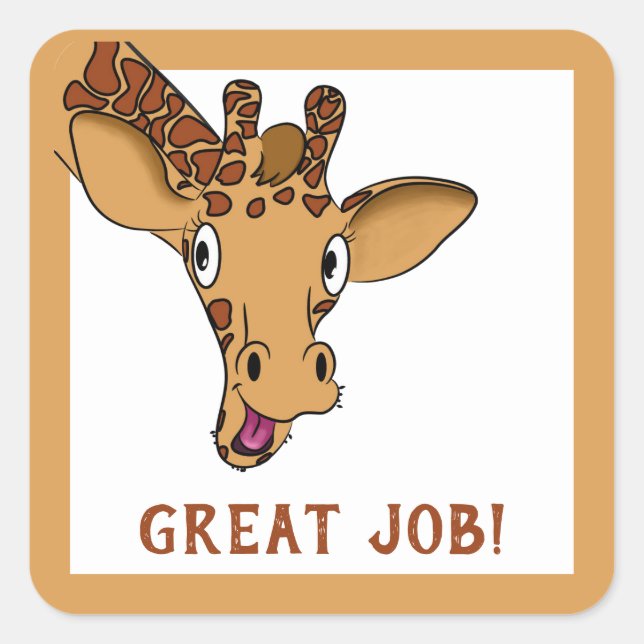 Sticker Carré Cartoon Giraffe Encouragement (Devant)