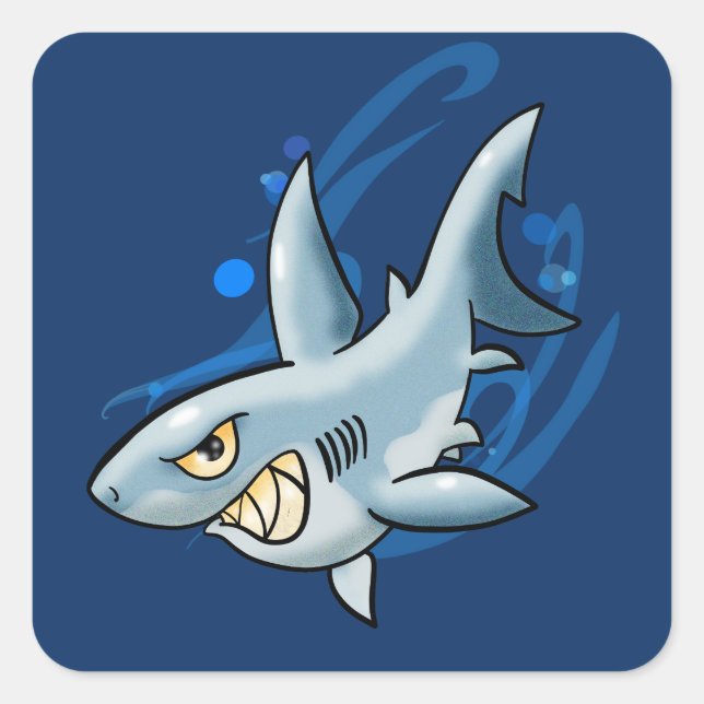 Sticker Carré Cartoon Grand requin blanc (Devant)