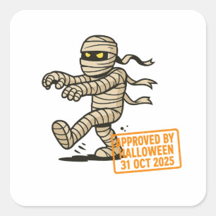 Sticker Carré Cartoon Mummy - Approuvé par Halloween