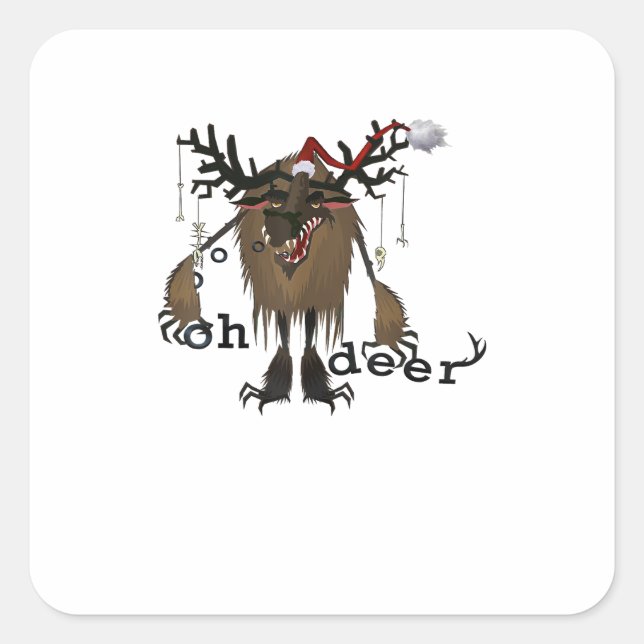 Sticker Carré Cartoon Oh Deer Funny Reindeer Holiday Gamer Gift  (Devant)