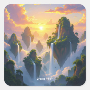 Sticker Carré Cascades des îles du coucher de soleil Imaginaire
