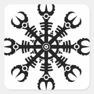 Sticker Carré Casque de crainte - Aegishjalmur No.2 (noir)