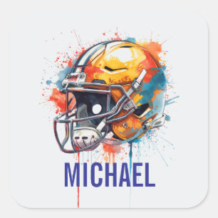 Sticker Carré Casque de football de motivation inspirante nom