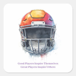 Sticker Carré Casque de football motivationnel inspirant 