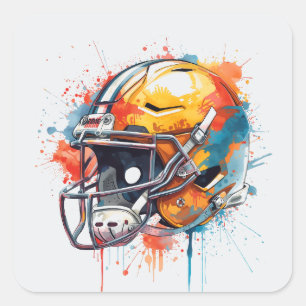 Sticker Carré Casque de football motivationnel inspirant 