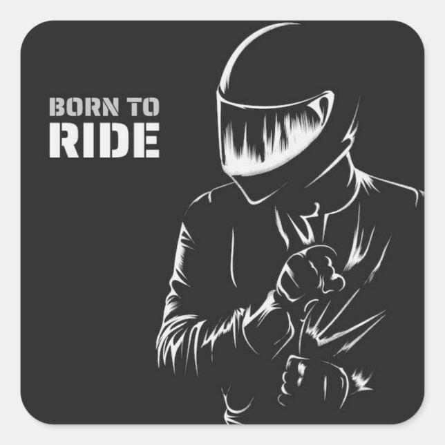 Sticker Carré Casque de moto "NÉ POUR ROURER" (Devant)