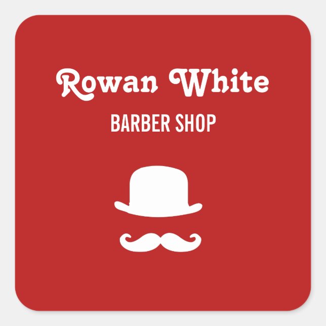 Sticker Carré Casquette blanc et mustache silhouette rouge (Devant)