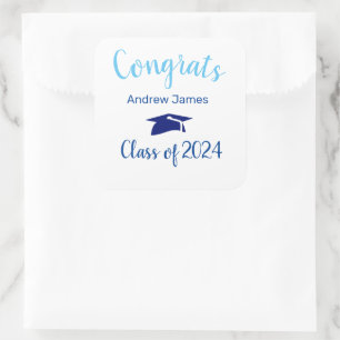 Sticker Carré Casquette bleue 2022 - Félicitations  