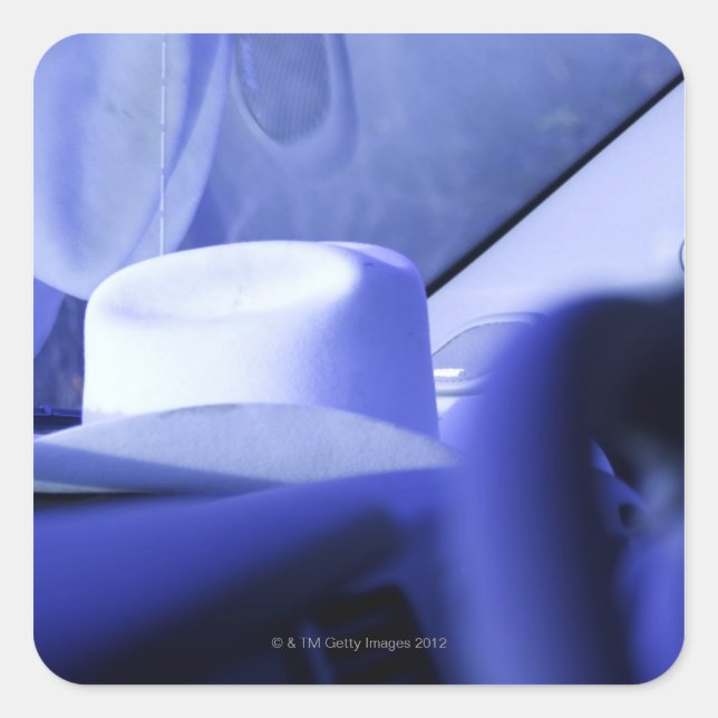 Sticker Carré Casquette Cowboy en tableau de bord du camion (Devant)