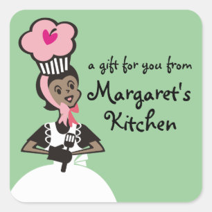 Sticker Carré Casquette de baker afro-américain tag cadeau étiqu