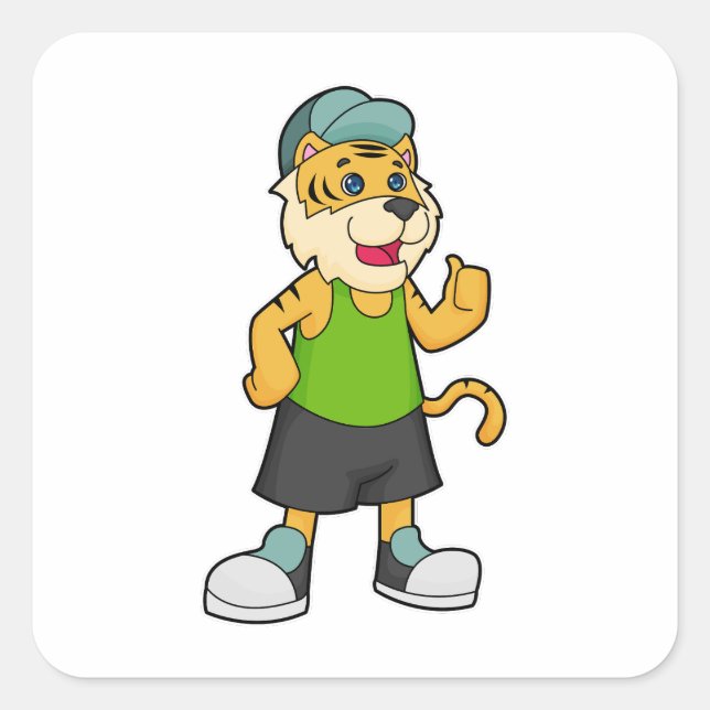 Sticker Carré Casquette de tigre (Devant)