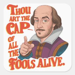 Sticker Carré Casquette de tous les fous - Insulte de Shakespear