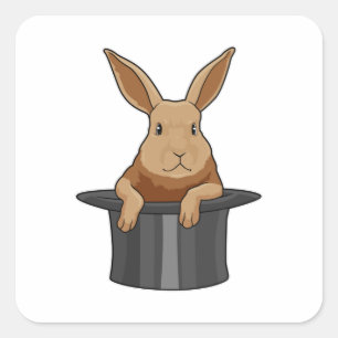 Sticker Carré Casquette magicien lapin