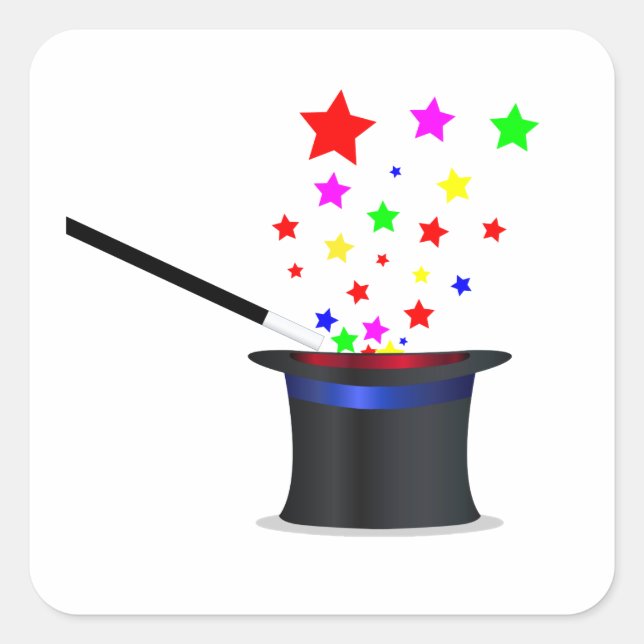 Sticker Carré Casquette Magique Et Baguette (Devant)