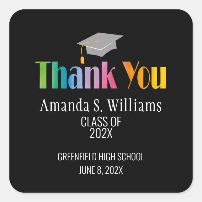 Sticker Carré Casquette Merci de diplôme (Devant)