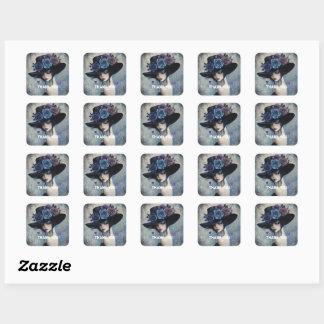 Sticker Carré casquette noir vintage dames 2