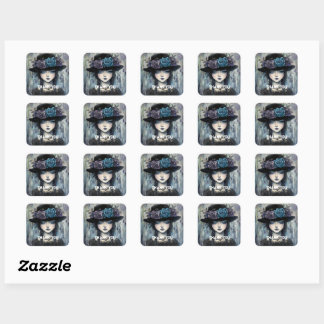 Sticker Carré casquette noir vintage dames 2
