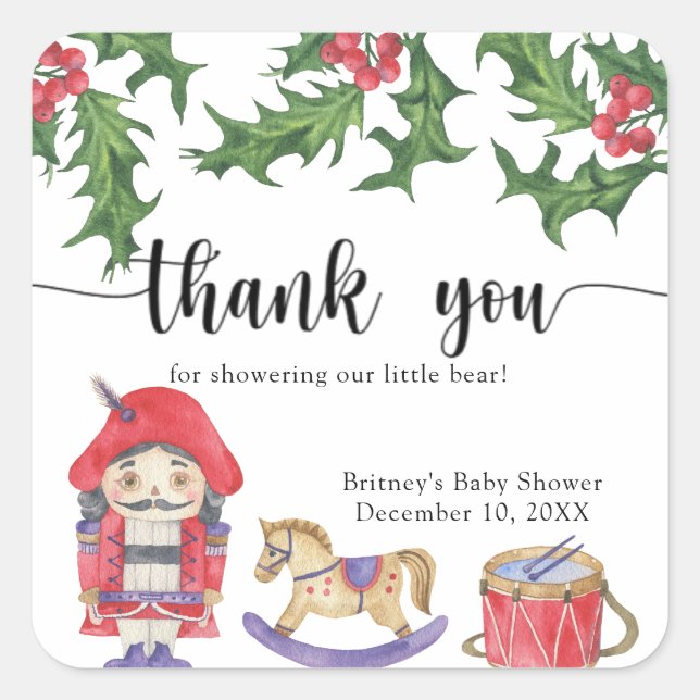 Sticker Carré Casse-noisette d'hiver merci (Devant)