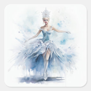Sticker Carré Casse-Noisette gracieux Reine des Neiges en blanc