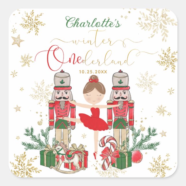 Sticker Carré Casse-Noisette Winter Onederland 1er Anniversaire  (Devant)