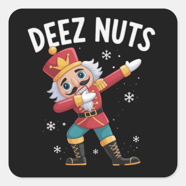 Sticker Carré Casse-noix Deez Nuts Noël drôle  (Devant)