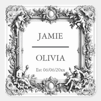 Sticker Carré Casserole Victorienne personnalisée - mariage