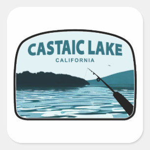Sticker Carré Castaic Lake Californie Canne à pêche