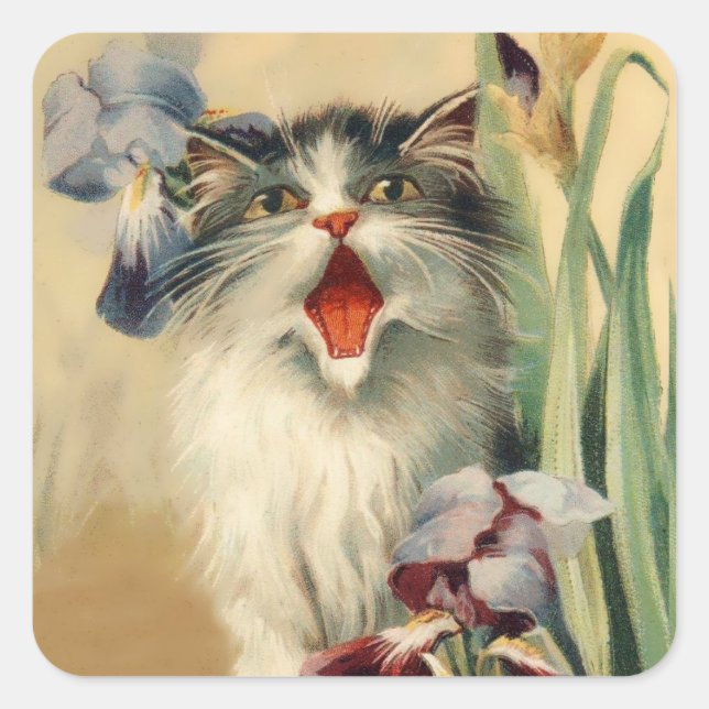 Sticker Carré "Cat and Irises" de Maurice Boulanger (Devant)