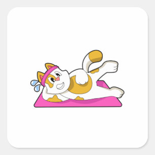 Sticker Carré Cat at Yoga Exercice d'étirement