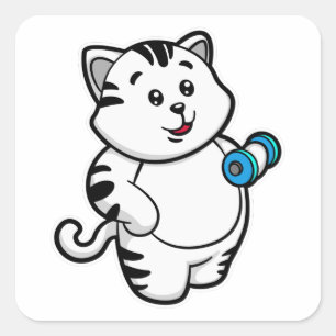 Sticker Carré Cat Biceps formation avec Dumbbell