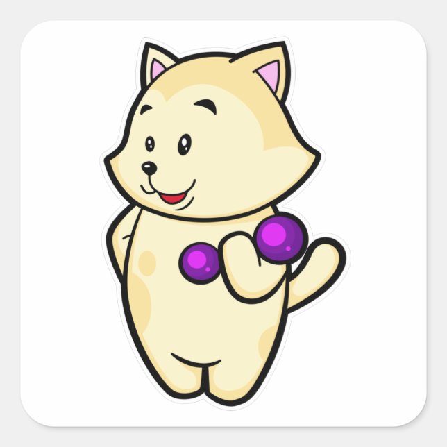 Sticker Carré Cat Biceps formation avec Dumbbell (Devant)