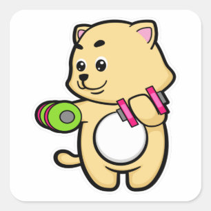 Sticker Carré Cat Biceps formation avec Dumbbells