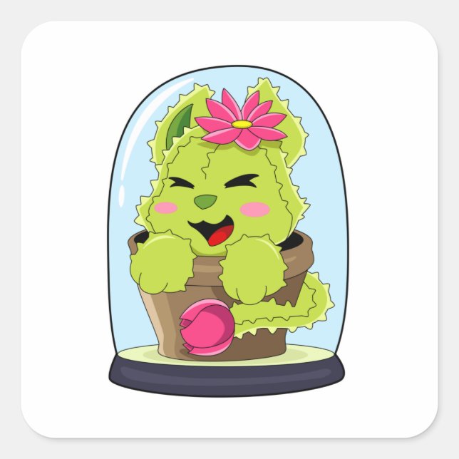 Sticker Carré Cat Cactus