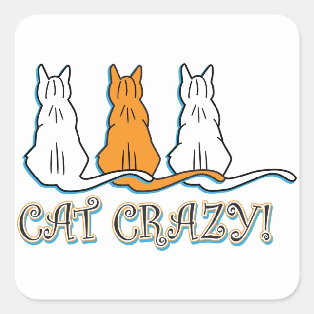 Sticker Carré Cat Crazy Orange Tabby Cats (Devant)