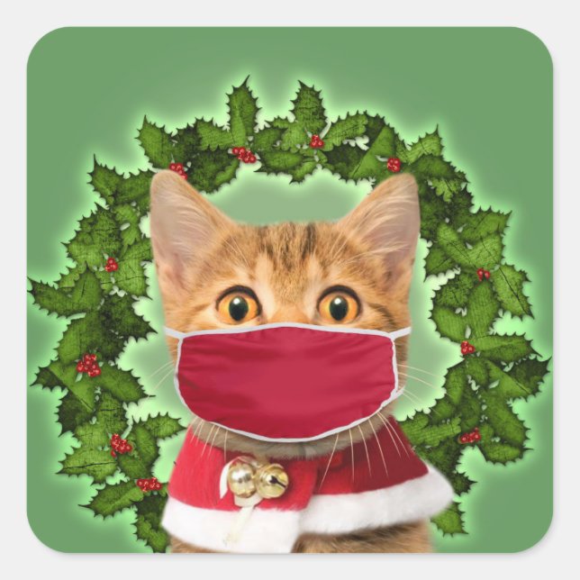 Sticker Carré Cat de Christmas (Devant)