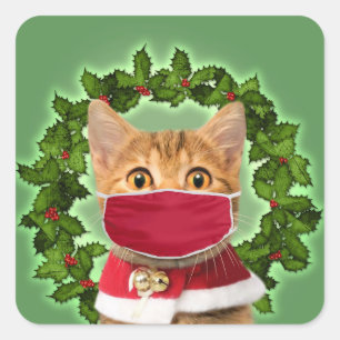 Sticker Carré Cat de Christmas
