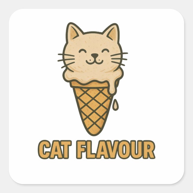 Sticker Carré Cat Flavour Cute Ice Cream Cat Cone  (Devant)