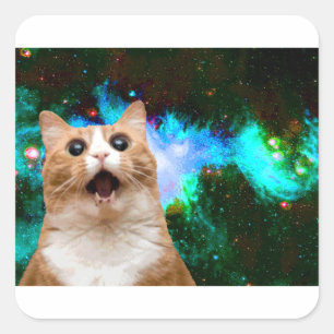 STICKER CARRÉ CAT GALAXY