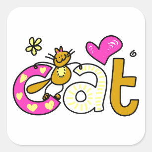 Sticker Carré CAT Love