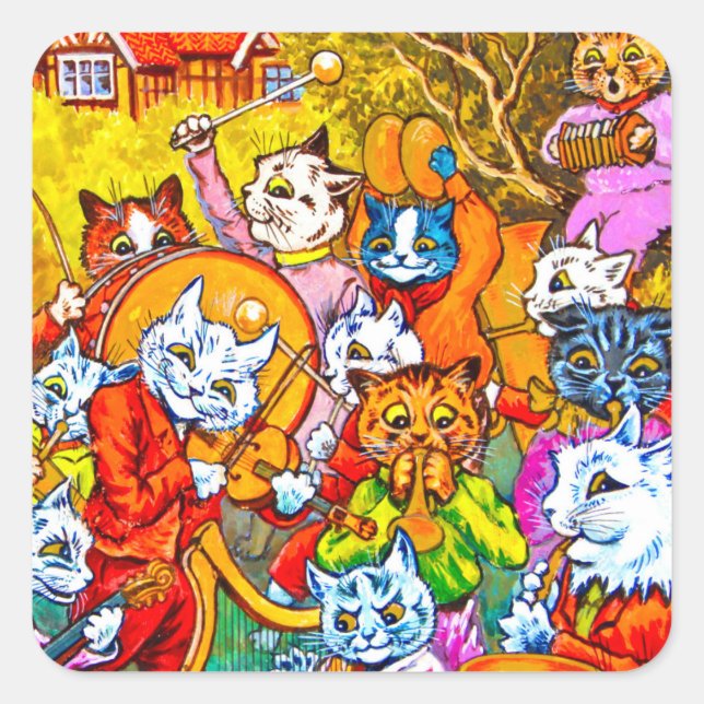 Sticker Carré Cat Musical Band (Devant)