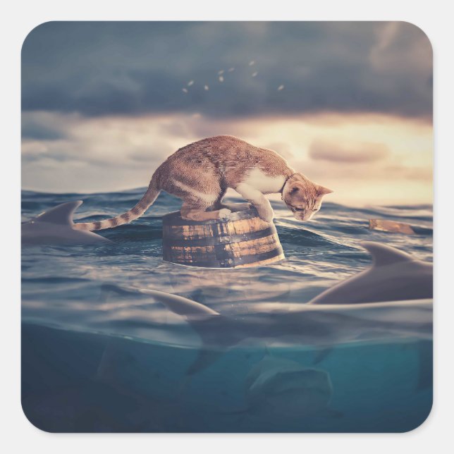 Sticker Carré Cat Nap Dream ou cauchemar (Devant)