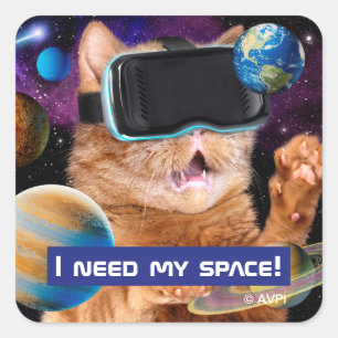 Sticker Carré Cat VR dans l'espace