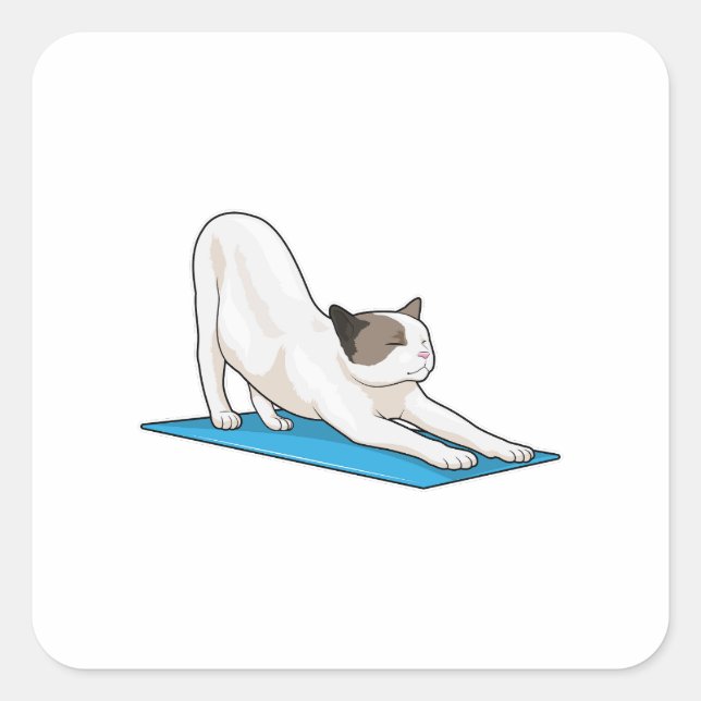 Sticker Carré Cat Yoga Méditation Fitness (Devant)