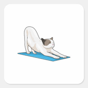 Sticker Carré Cat Yoga Méditation Fitness
